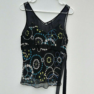 Black Sleeveless Floral Top Medium